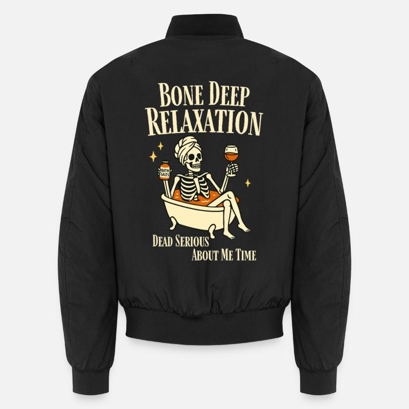 Bone Deep Relaxation – Fun Skeleton Wellness Unisex Bomber Jacket