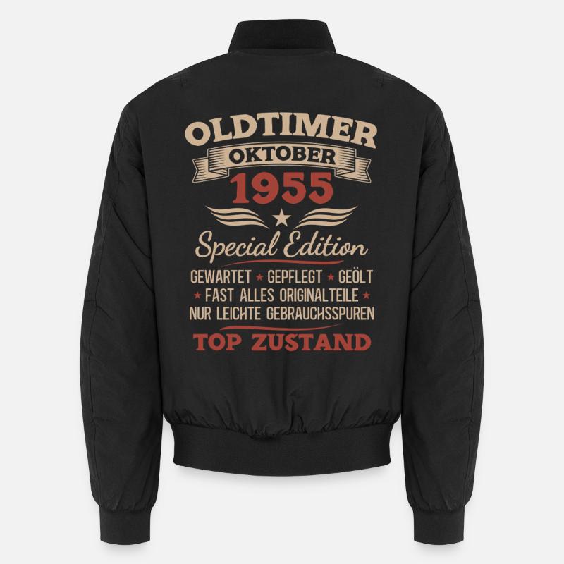 70. Geburtstag Geschenk Oldtimer Oktober 1955 Unisex Bomberjacke