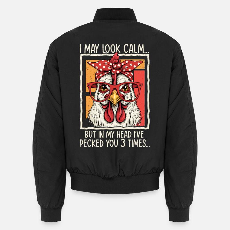 Chicken with glasses saying design Unisex Bomber Jacket