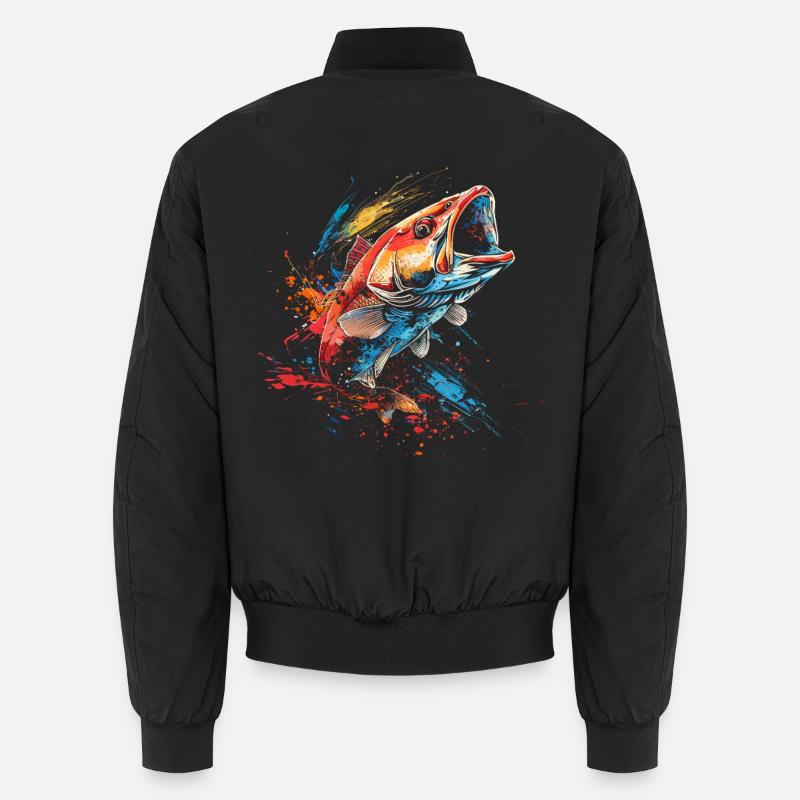 Fisch Farbklecks - Unisex Bomberjacke - Schwarz