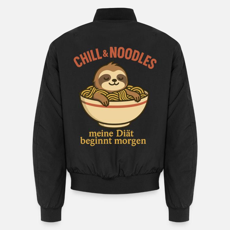 Chill Noodles Sloth Design - Unisex Bomber Jacket - black