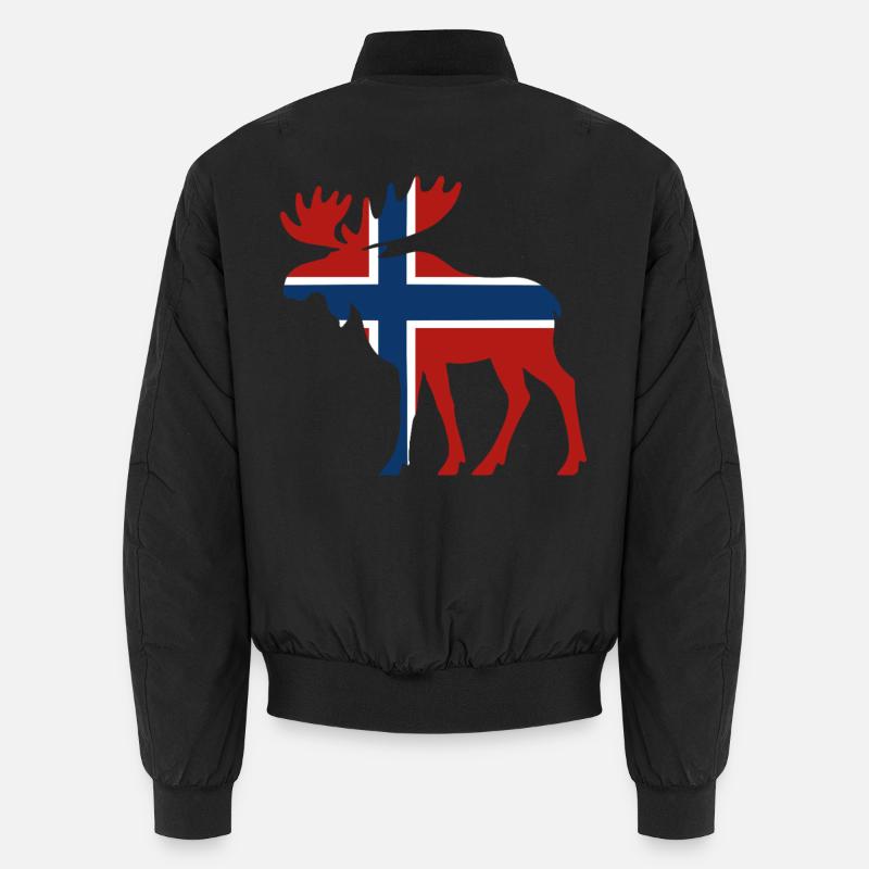 Nordic Moose with Norway Flag Unisex Bomber Jacket