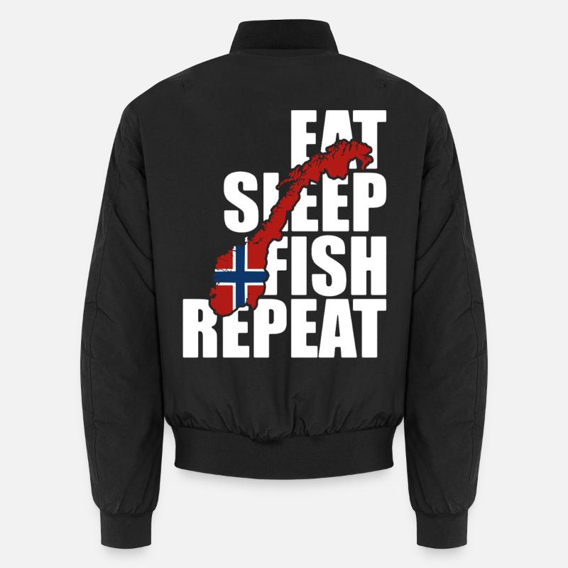Norvège Pêche Manger, Dormir, Pêcher, Répéter - Pêcheur Bomber unisexe