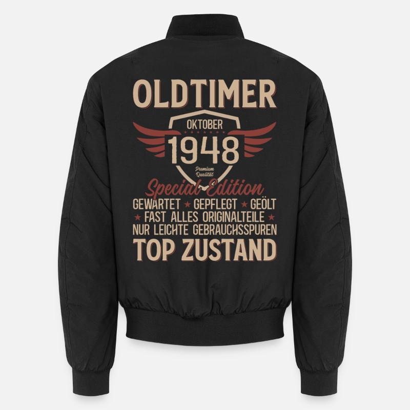 77. Geburtstag Geschenk Oldtimer Oktober 1948 Unisex Bomberjacke