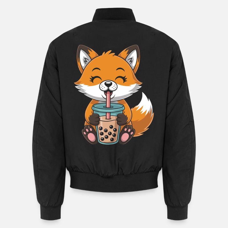 Kawaii Bubble Tee Fox Boba Tee Unisex Bomber Jacket