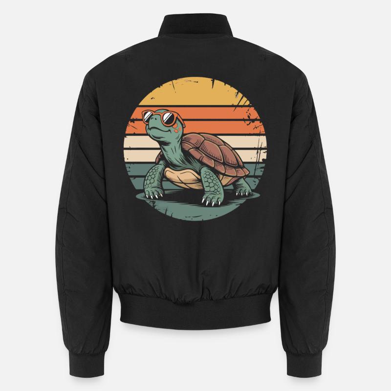 Tortue rétro au coucher du soleil Bomber unisexe