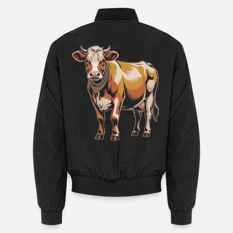 Portrait de vache avec bandana dans les tons de terre Bomber unisexe