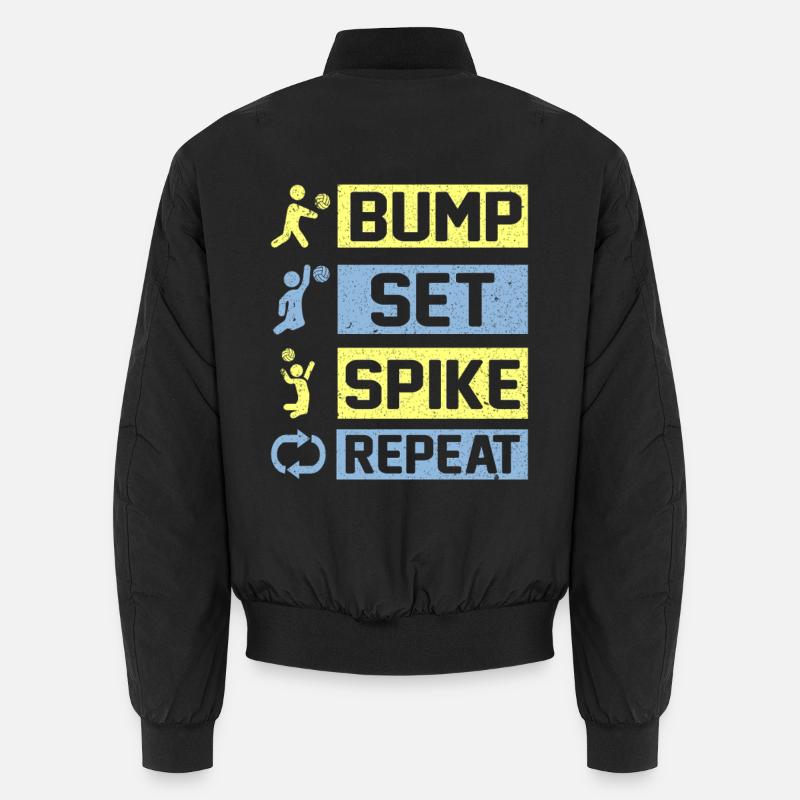 Bump Set Spike Repeat Volleyball - Bomber unisexe - noir