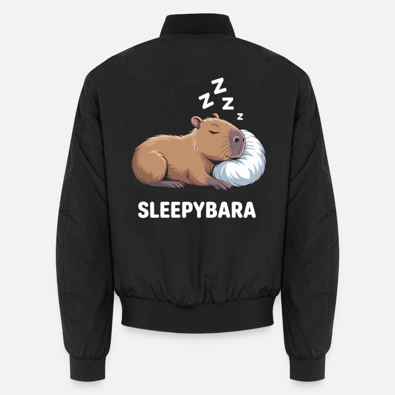 Sleepybara Capybara Dormir - Bomber unisexe - noir
