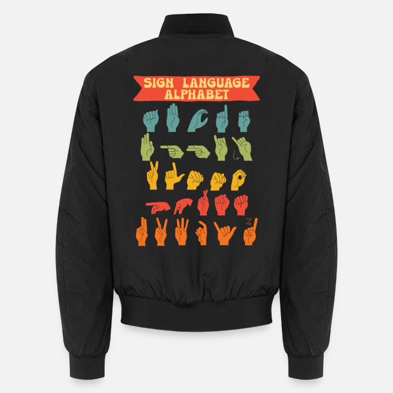ASL Sign Language Alphabet - Unisex Bomber Jacket - black