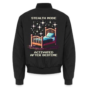 Stealth-Modus: nach dem Zubettgehen | Eltern - Unisex Bomberjacke - Schwarz - Hinten - AI Model Male 185 light (185cm)
