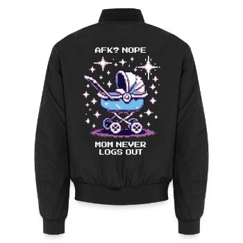 AFK? Mama loggt nie aus | Gamer-Mama, Eltern - Unisex Bomberjacke - Schwarz - Hinten - AI Model Male 185 light (185cm)