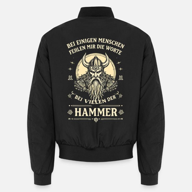 Bei Vielen Der Hammer Wikinger Spruch Unisex Bomberjacke