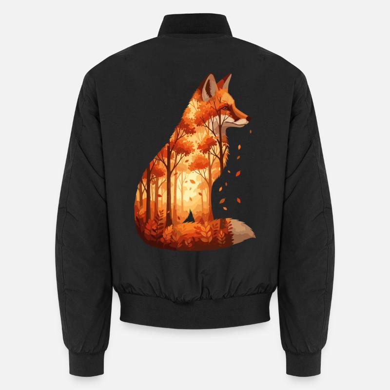 Cozy Autumn Fox Design - Nature & Forest Unisex Bomber Jacket