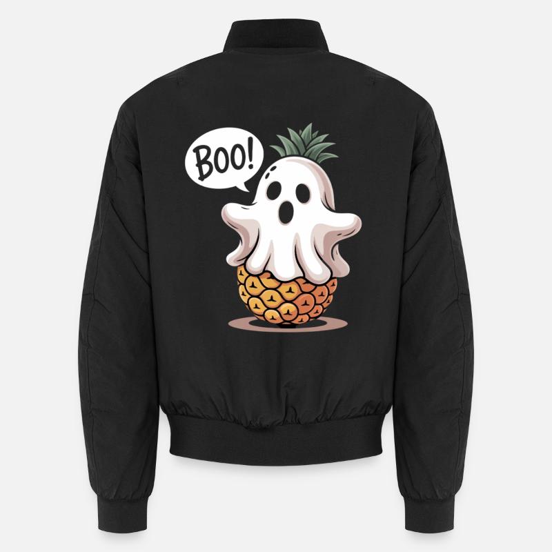 Pineapple Ghost Halloween - Unisex Bomber Jacket - black