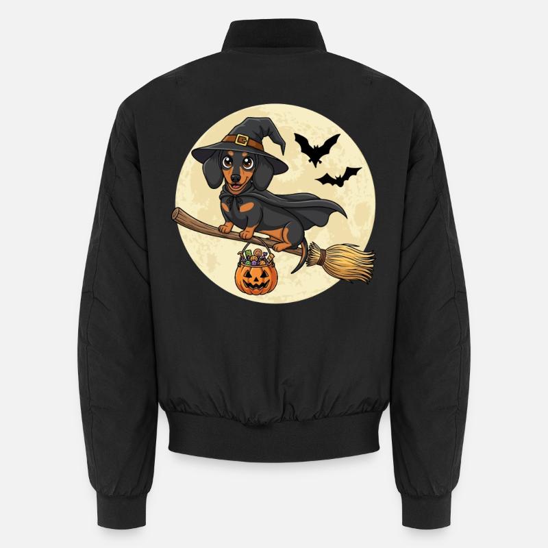 Cute Dachshund Witch Halloween Unisex Bomber Jacket