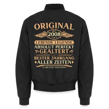 2008 Millésime Né Millésime 18ème Anniversaire - Bomber unisexe - noir - Dos - AI Model Male 185 light (185cm)