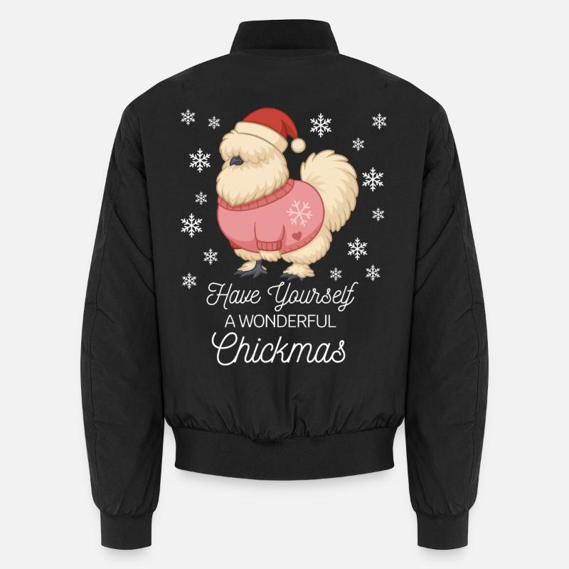 Silk Chicken Christmas Silk Chickens Lover - Unisex Bomber Jacket - black