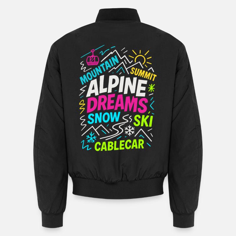 Alpine Dreams | Winter Ski Design - Unisex Bomber Jacket - black