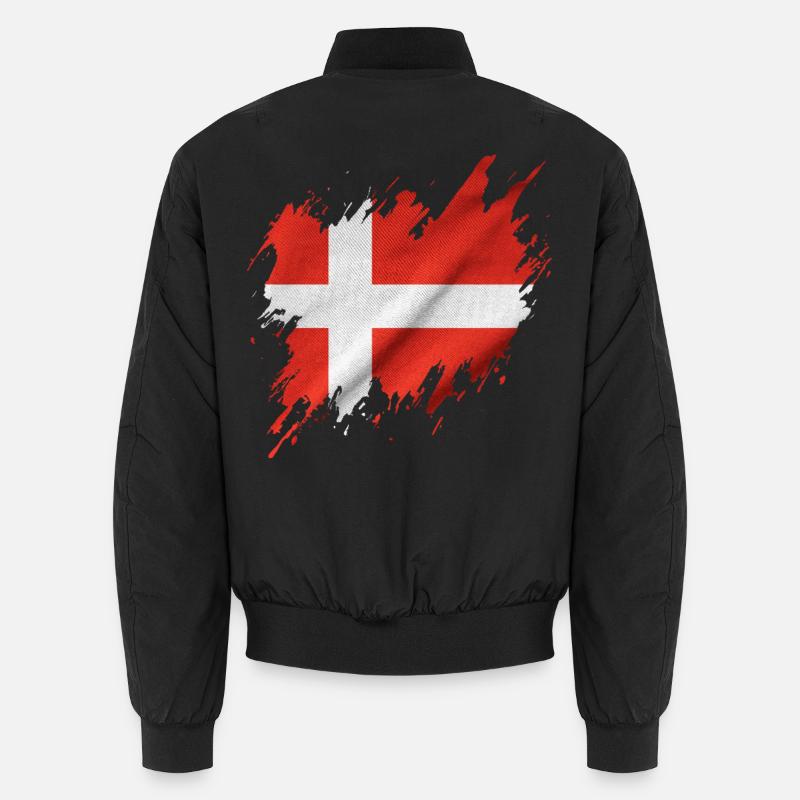 Drapeau du Danemark, style déchiré - Bomber unisexe - noir