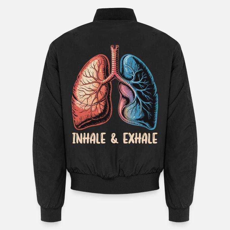 Inhale Exhale Lung Art - Unisex Bomber Jacket - black