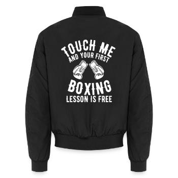 Boxing Top Design - Erste Boxstunde ist kostenlos  - Unisex Bomberjacke - Schwarz - Hinten - AI Model Male 185 light (185cm)