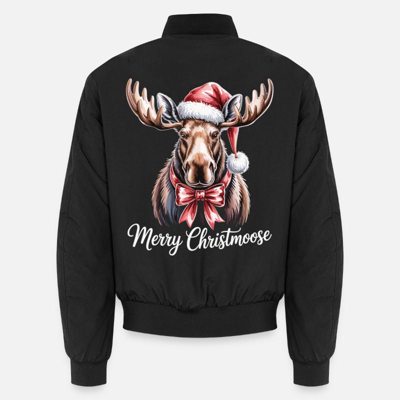 Christmas Moose – Merry Christmoose - Unisex Bomber Jacket - black