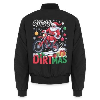 Merry Dirtmas – T-shirt de Noël motocross - Bomber unisexe - noir - Dos - AI Model Male 185 light (185cm)