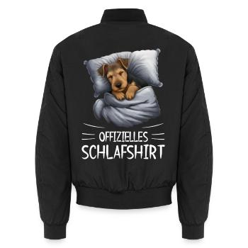 Chemise de nuit officielle Airedale Terrier Dog - Bomber unisexe - noir - Dos - AI Model Male 185 light (185cm)