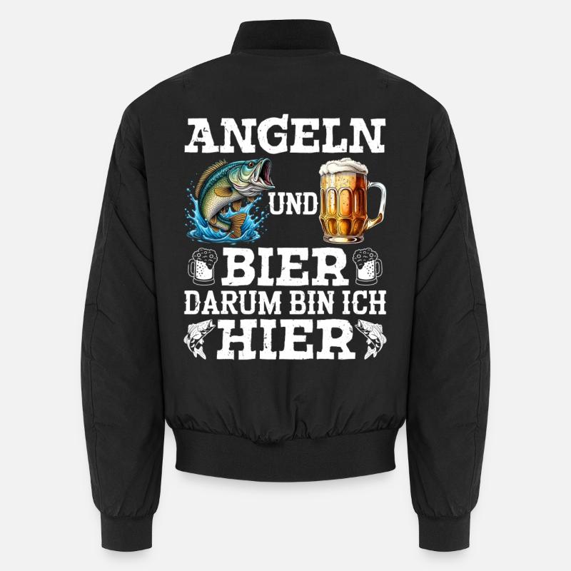 Werdender Papa ANGELN UND BIER DARUM BIN ICH HIER Unisex Bomberjacke
