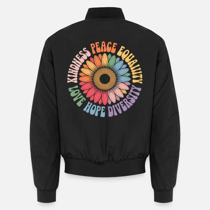 Sonnenblume Frieden Liebe Hoffnung Diversität - Unisex Bomberjacke - Schwarz