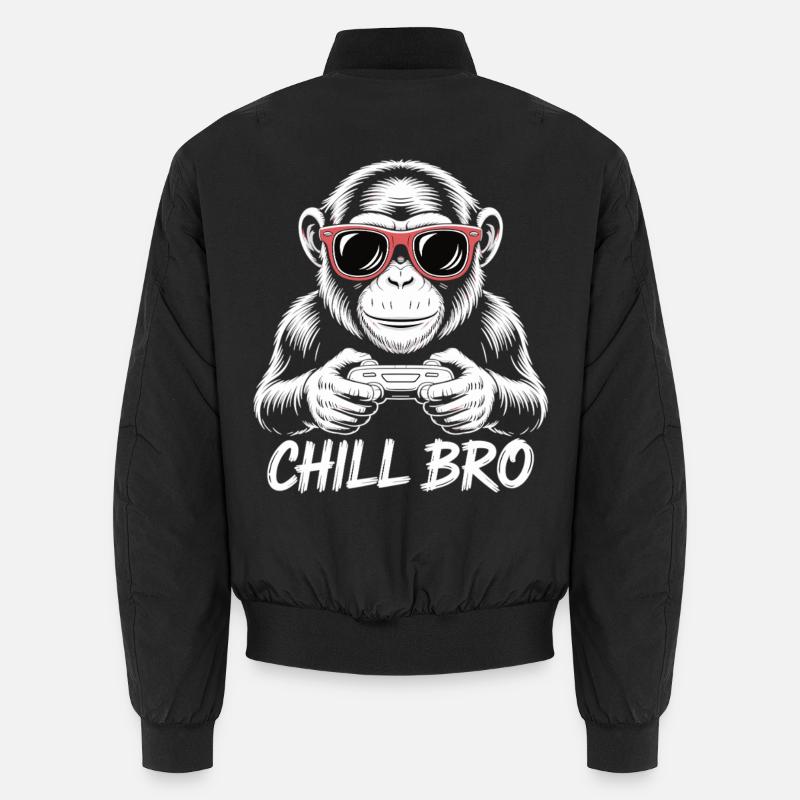 Gamer T-Shirt – "Chill Bro" Monkey with Controller Unisex Bomber Jacket