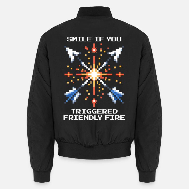 Smile When You Trigger Team Damage | Co-op Unisex Bomber Jacket
