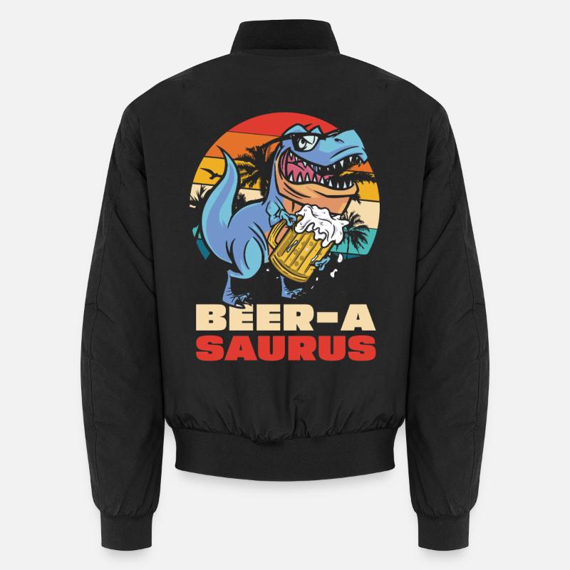 BeerA Saurus Dino mit Bierkrug - Unisex Bomberjacke - Schwarz