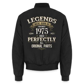 50ème Anniversaire Légende Novembre Millésime 1975 - Bomber unisexe - noir - Dos - AI Model Male 185 light (185cm)