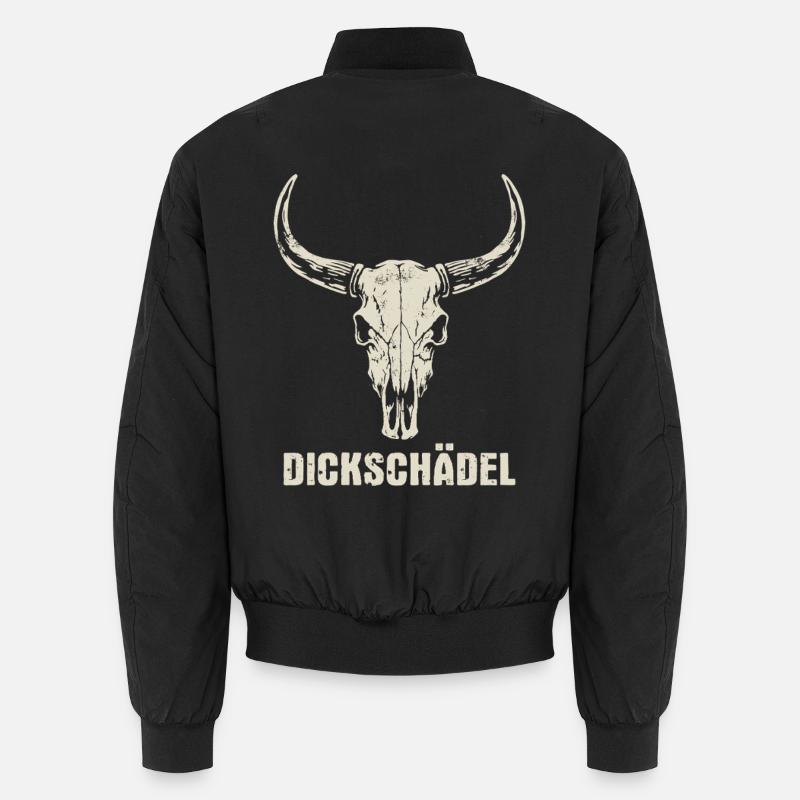 Stierkopf Schädel mit Hörnern - Dickschädel - Unisex Bomberjacke - Schwarz