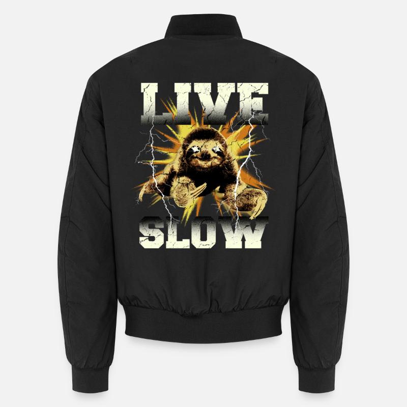 Lebe Langsam Faultier Grafik Unisex Bomberjacke