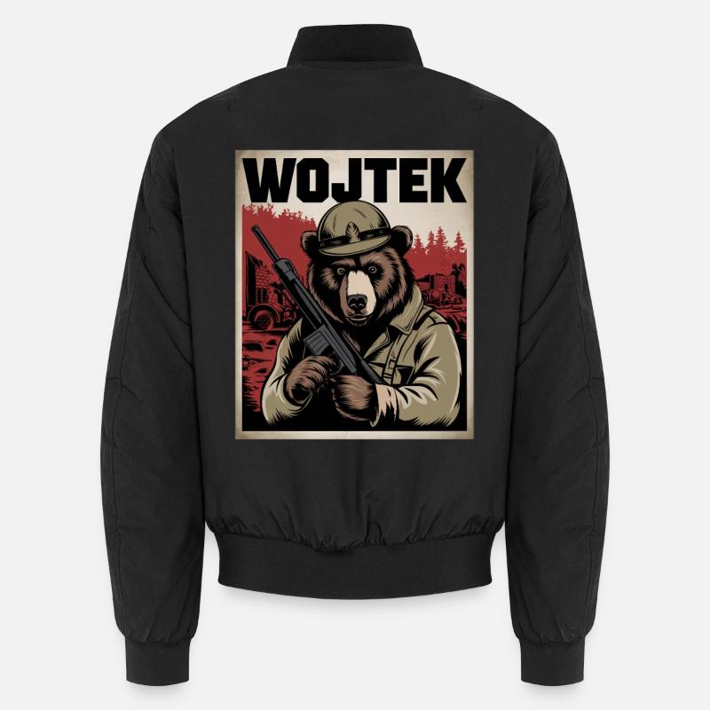 Wojtek The War Hero Bear - Unisex Bomber Jacket - black