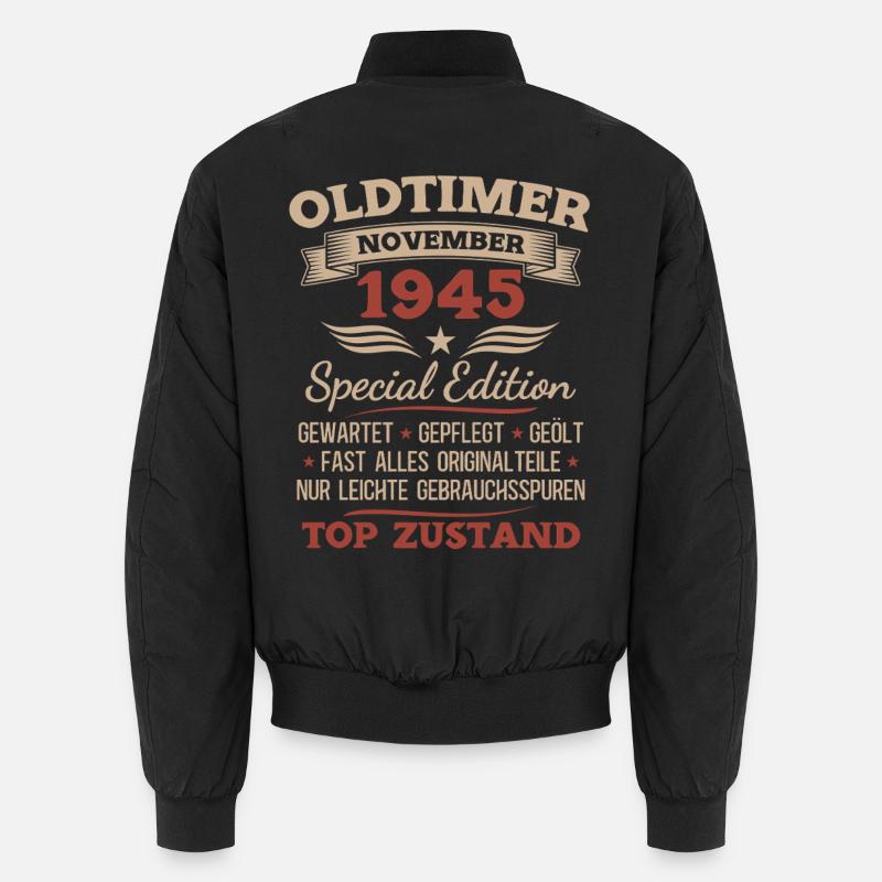 80. Geburtstag Geschenk Oldtimer November 1945 Unisex Bomberjacke