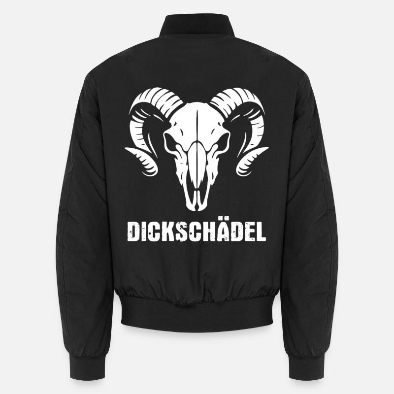 Ram's Head Skull with Horns - Thick Skull Unisex Bomber Jacket