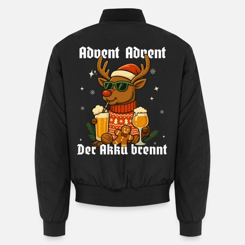 Advent Advent – The battery burns Reindeer Unisex Bomber Jacket
