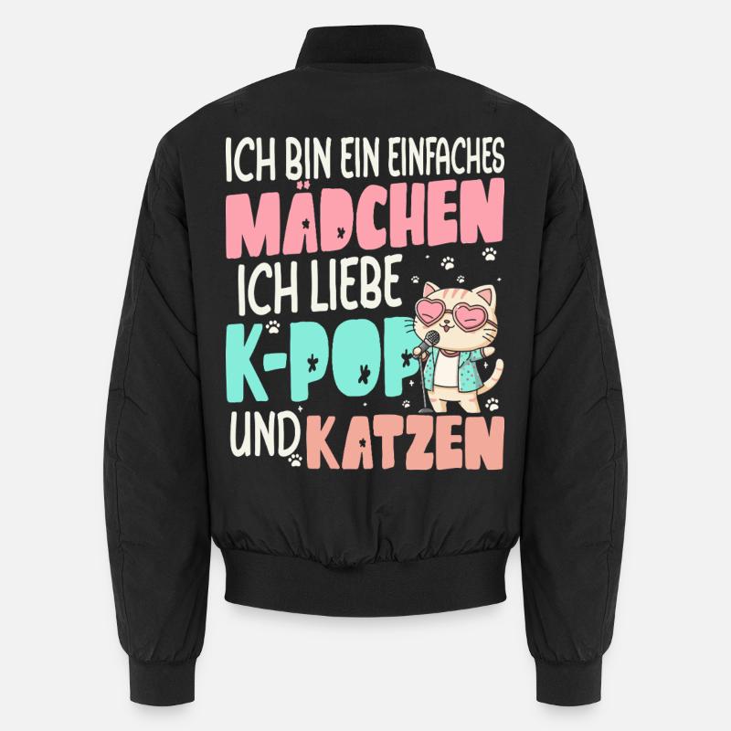Ich Liebe K-Pop Und Katzen Einfaches Mädchen Unisex Bomberjacke