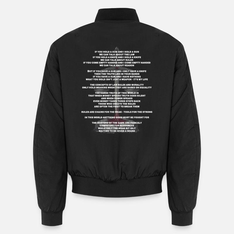 Philosophical reflection on justice and power Unisex Bomber Jacket