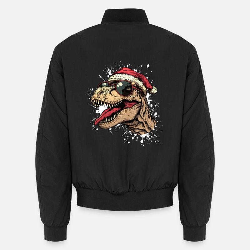 Dinosaur T-Rex Christmas Funny - Unisex Bomber Jacket - black