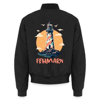 Ostsee Urlaub FEHMARN Leuchtturm Lustiges - Unisex Bomberjacke - Schwarz - Hinten - AI Model Male 185 light (185cm)