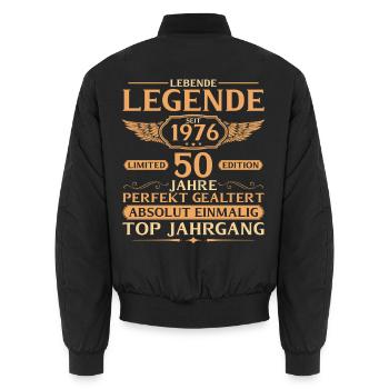 1976 Jahrgang Lebende Legende - 50. Geburtstag - Unisex Bomberjacke - Schwarz - Hinten - AI Model Male 185 light (185cm)