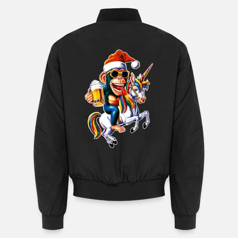 Affe Weihnachten Einhorn Unisex Bomberjacke