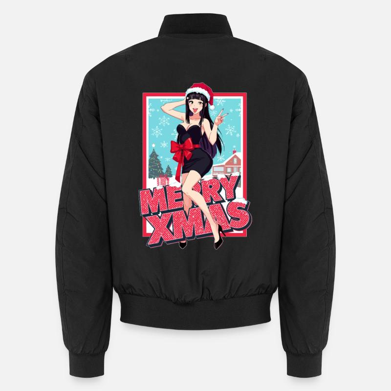 Weihnachts Pinup Xmas Anime Dame - Unisex Bomberjacke - Schwarz