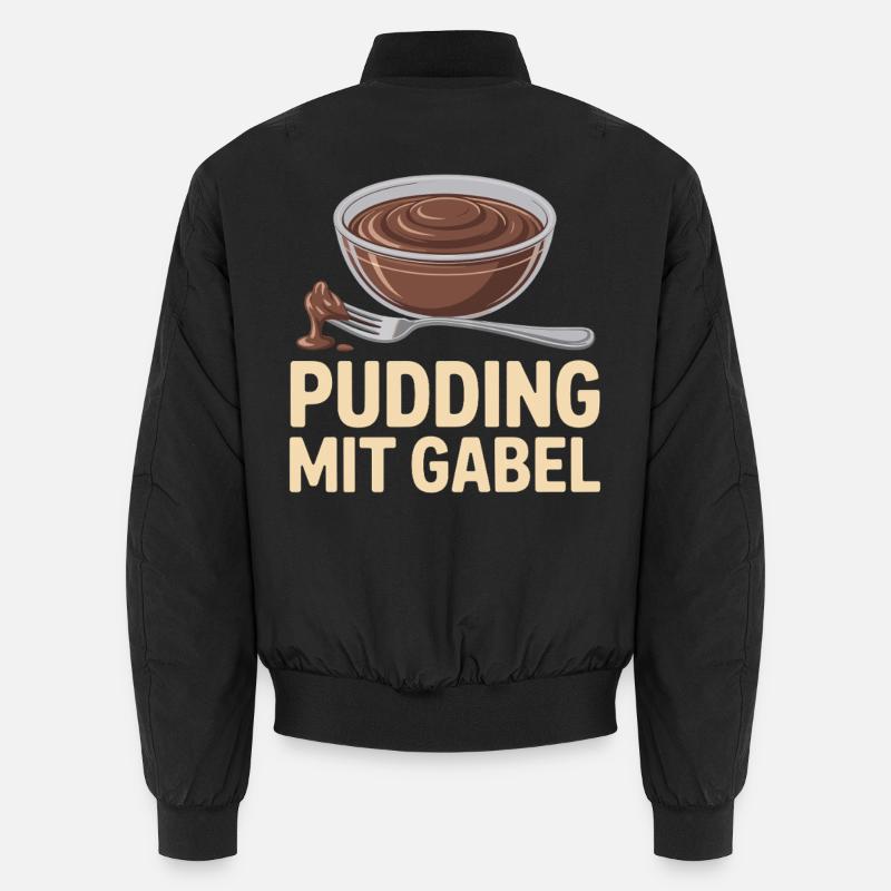Pudding with fork - Unisex Bomber Jacket - black