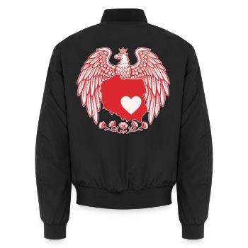 Polish Eagle Heart Map Design - Unisex Bomber Jacket - black - Back - AI Model Male 185 light (185cm)